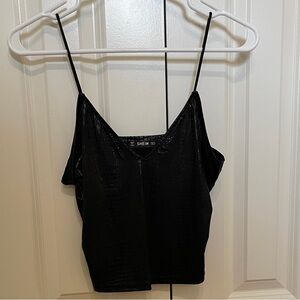 Textured Leather Black Top